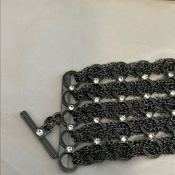 Black Beaded Cuff Bracelet with Shimmering Texture Stunning - Picture 16 of 16